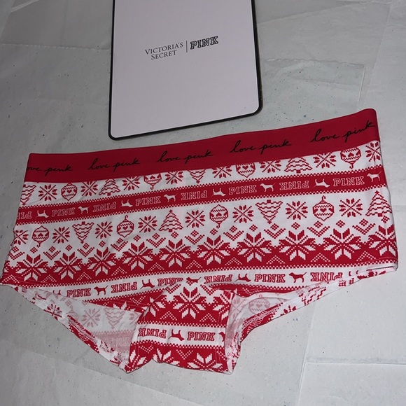 Victoria's Secret Boyshort PINK Christmas Boyshort Underwear UNISEX XL - Picture 2 of 10